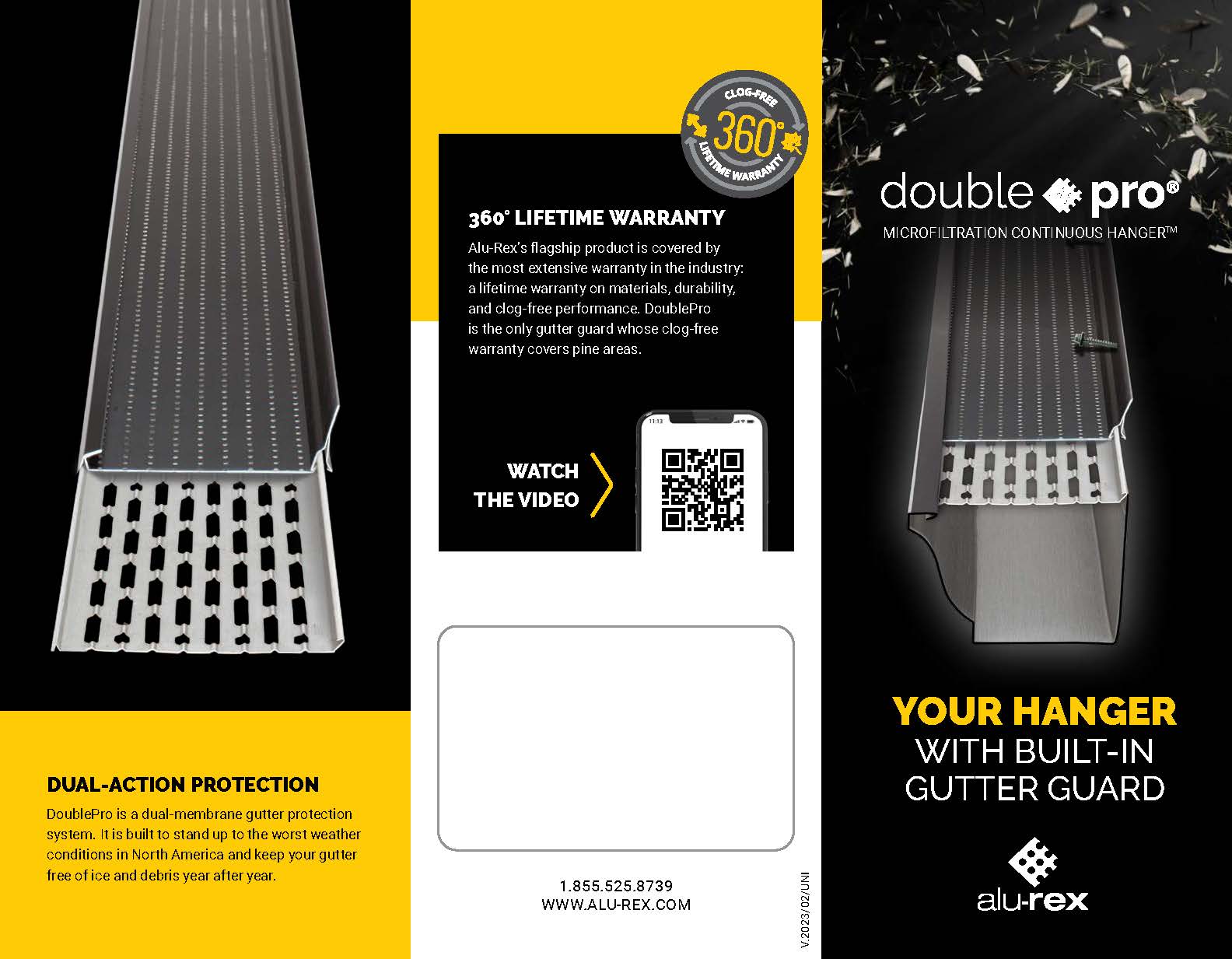 Alu-Rex Double Pro 360 lifetime warranty leaflet