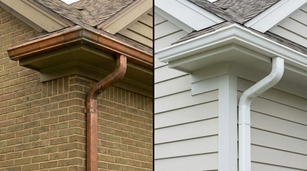 comparison of copper gutter vs regular gutter